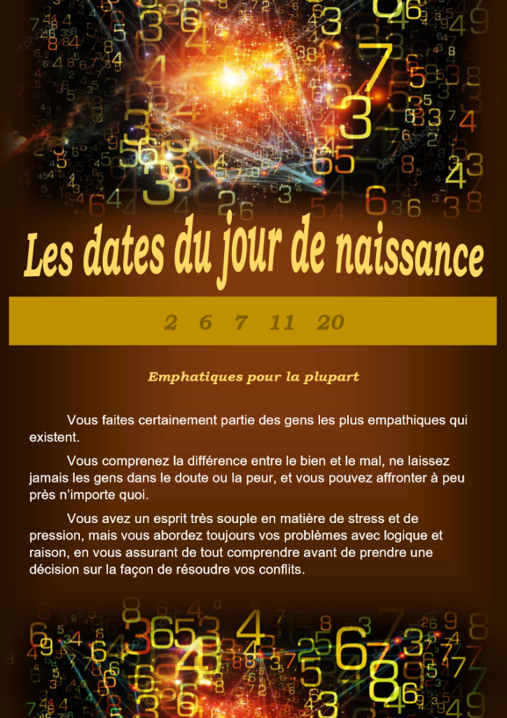 dates jour naissance 2-6-7-11-20