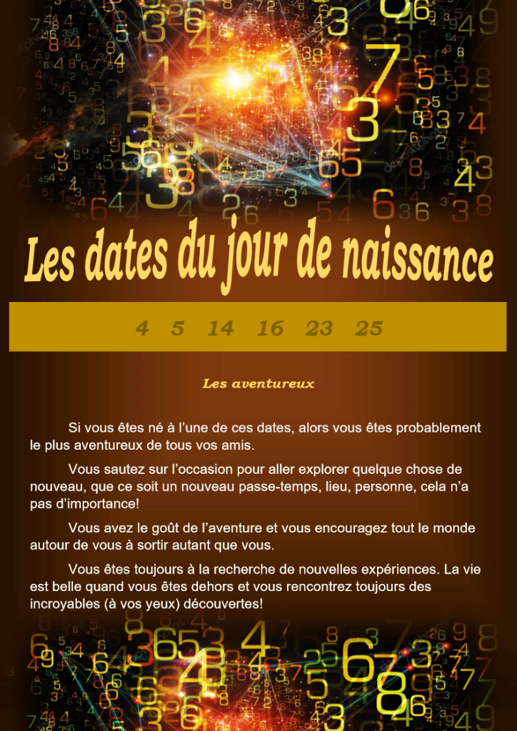 dates jour naissance 4-5-14-16-23-25