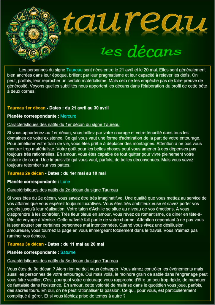 2 taureau decan