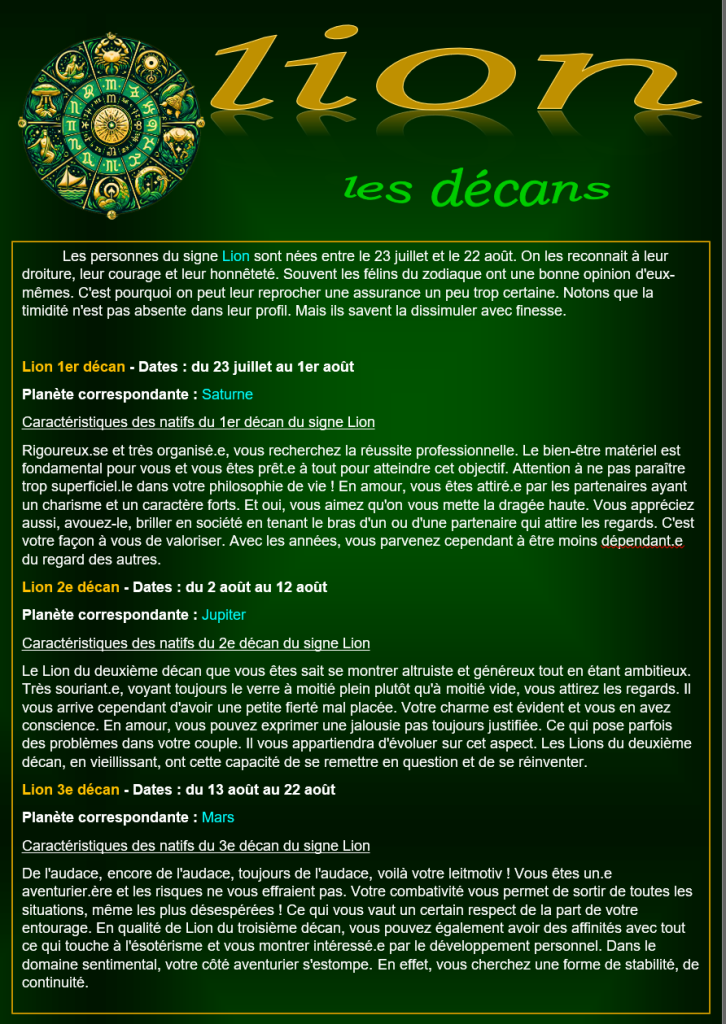 5 lion decan