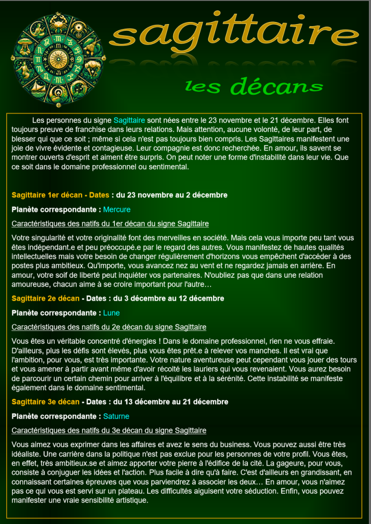 9 sagittaire decan